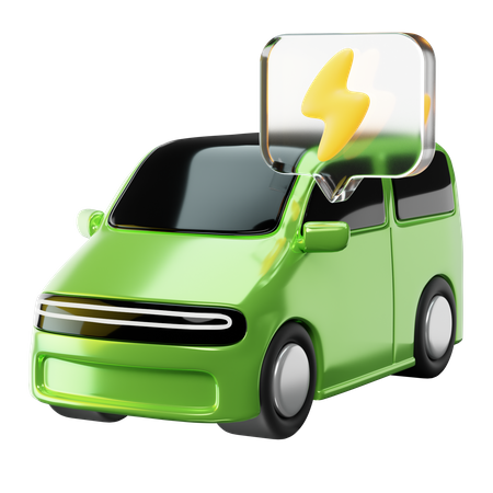 Green Electric Car  3D Icon