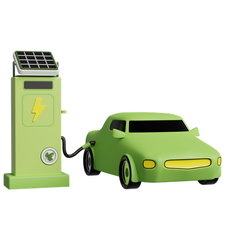 Green Electric Car 3D Illustration