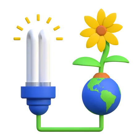 Eco Friendly Electric Energy Icon Earth Day 3 D Illustration 3D Icon
