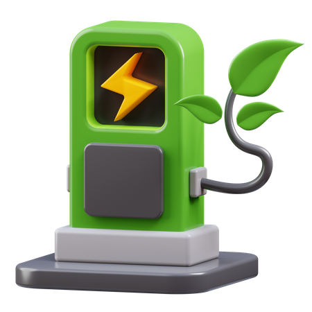 Green Energy Charging Station  3D Icon