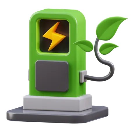 Green Energy Charging Station  3D Icon