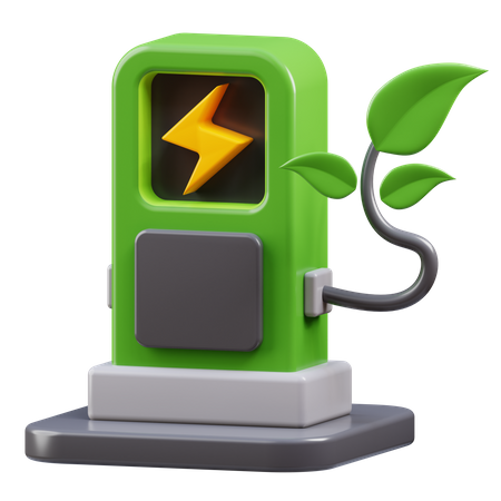 Green Energy Charging Station  3D Icon