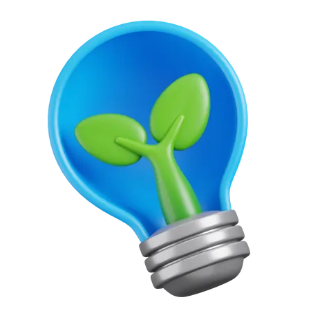 Green Energy Light Bulb  3D Icon