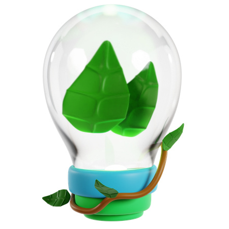 Green Energy Lightbulb Concept  3D Icon