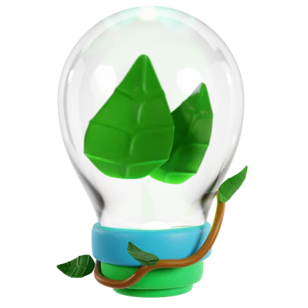 Green Energy Lightbulb Concept  3D Icon