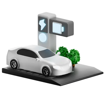 Green Ev Charging Setup  3D Icon