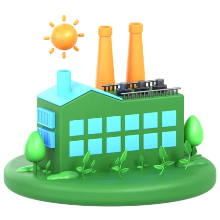 Green Factory  3D Icon