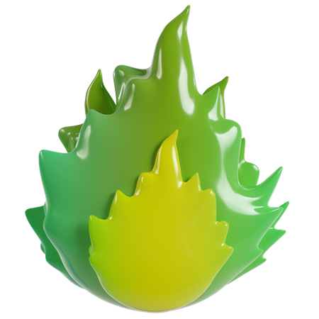 Green Flame 3D Icon