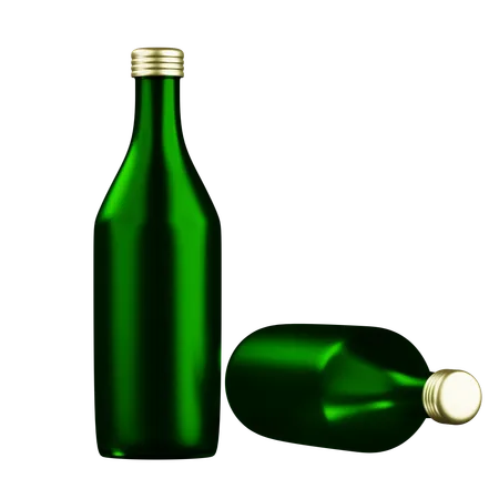 Green Glass Bottle Packaging  3D Icon