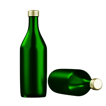 Green Glass Bottle Packaging  3D Icon