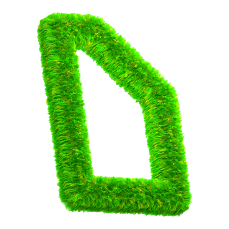 Green Grass Letter D  3D Icon