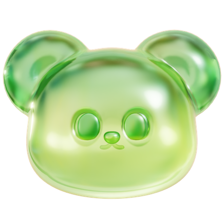 Green Gummy Bear Head  3D Icon