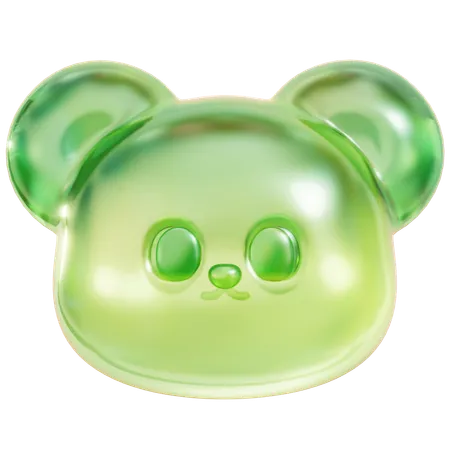 Green Gummy Bear Head  3D Icon