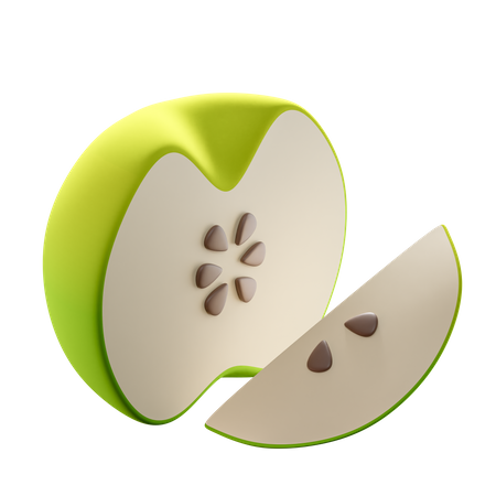 Green Half Apple  3D Icon