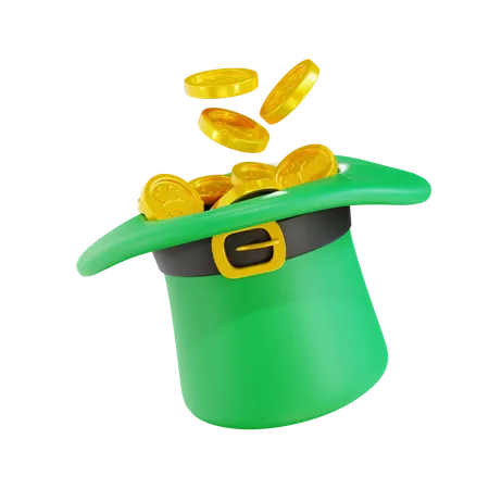 3 D Render Saint Patricks Day Green Hat With Clover Coin 3D Icon