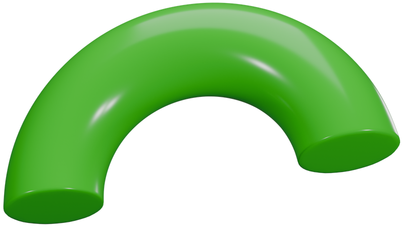 Green Hollow Tube Bend Shape  3D Icon