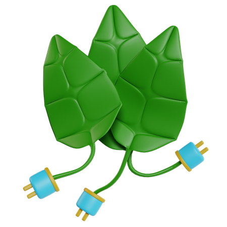 Green Leaf Plugs Ecology Concept  3D Icon