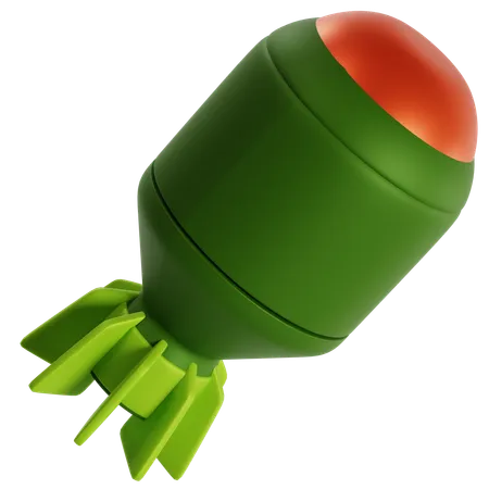 Green Military Rocket Bomb  3D Icon