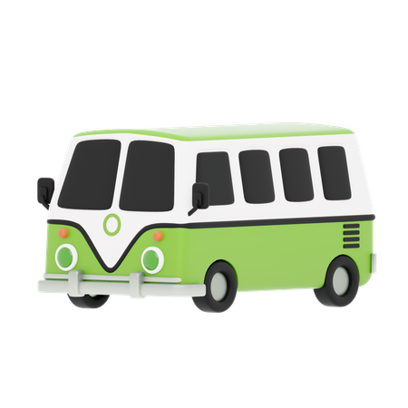 Green Minibus  3D Icon