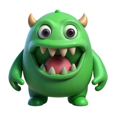 Green Monster with Big Teeth  3D Icon