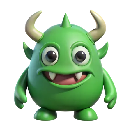 Green Monster with Horns  3D Icon