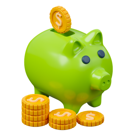 Green Piggy Bank  3D Icon