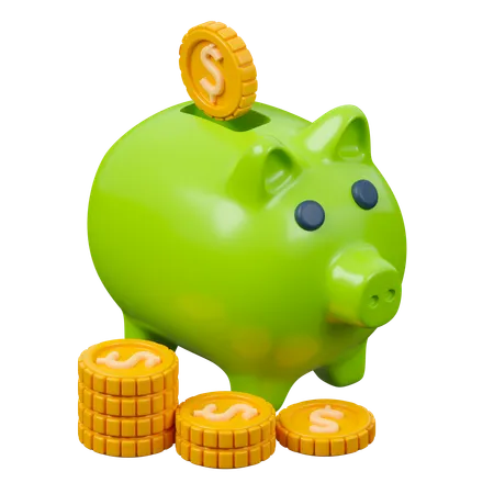 Green Piggy Bank  3D Icon