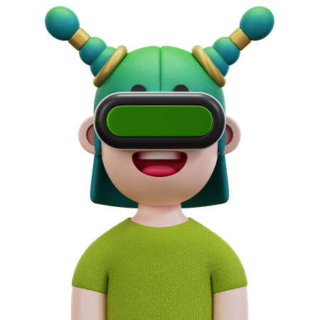 Green Shirt Woman  3D Icon