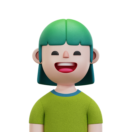 Green Shirt Woman  3D Icon