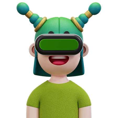 Green Shirt Woman  3D Icon