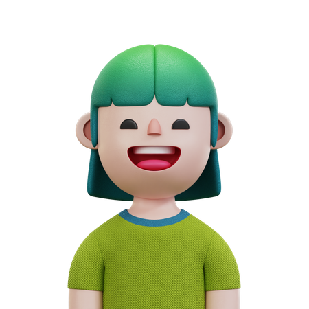 Green Shirt Woman  3D Icon
