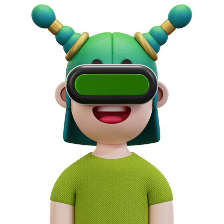Green Shirt Woman 3D Icon