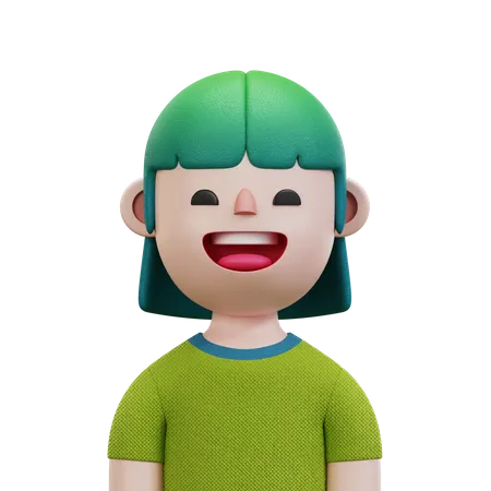 Green Shirt Woman 3D Icon