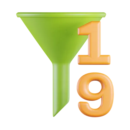 Green  Sort Filter Ascending Number  3D Icon