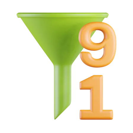 Green  Sort Filter Descending Number  3D Icon
