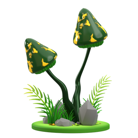 Mushroom Green Spotted  3D Icon