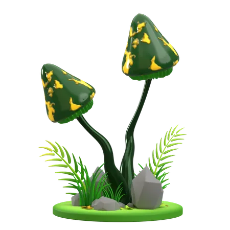 Green Spotted Mushroom  3D Icon