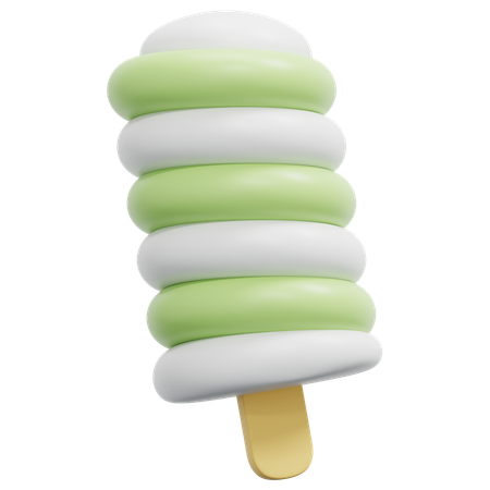 Green Tea Twister Ice Cream  3D Icon