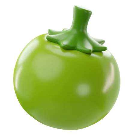 Adorable 3 D Rendering Of A Green Tomato Icon 3D Icon