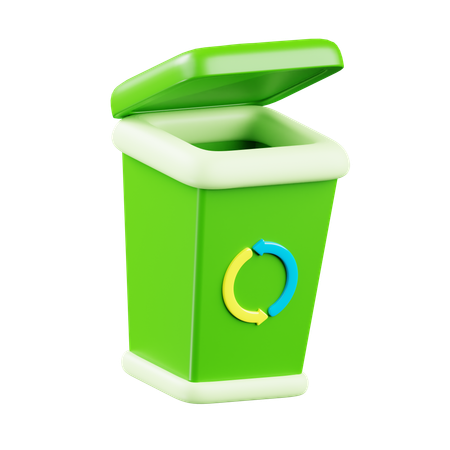 Green Trash Bin  3D Icon