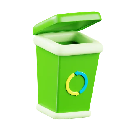 Green Trash Bin  3D Icon