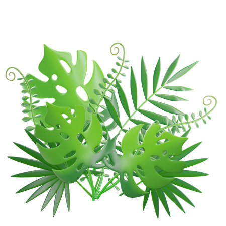 Green Tropical Leaves  3D Icon