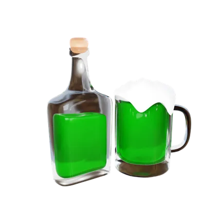 3 D Render Glass Of Green Beer 3D Icon