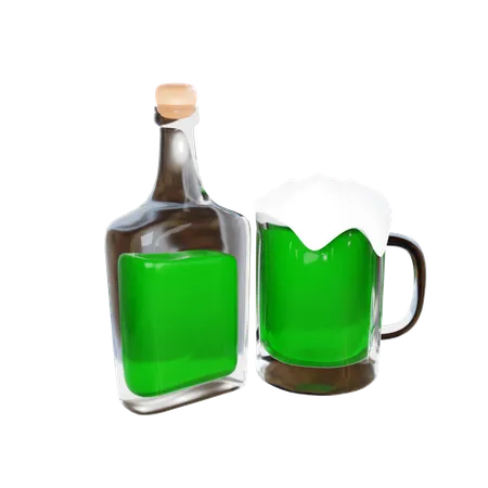 Green Wine  3D Icon