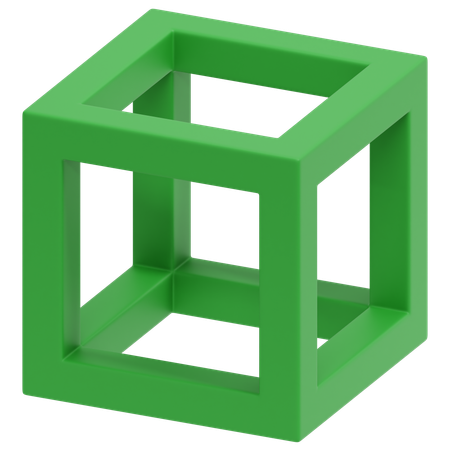 Green Wireframe Cube  3D Icon