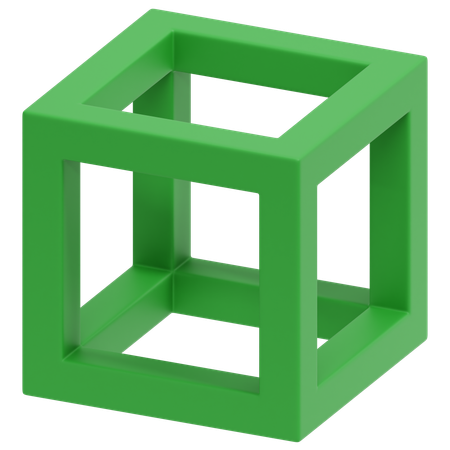 Green Wireframe Cube  3D Icon