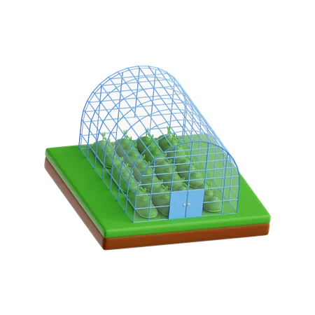 Greenhouse with Organic  3D Icon