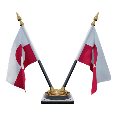 Greenland Double Desk Flag Stand  3D Flag