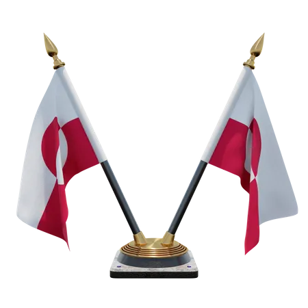 Greenland Double Desk Flag Stand  3D Flag