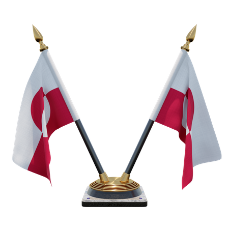 Greenland Double Desk Flag Stand 3D Illustration